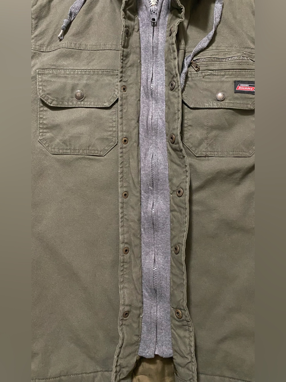Dickies Olive Green Military Field Jacket with Gray Hood M (38-40) - Picture 10 of 16